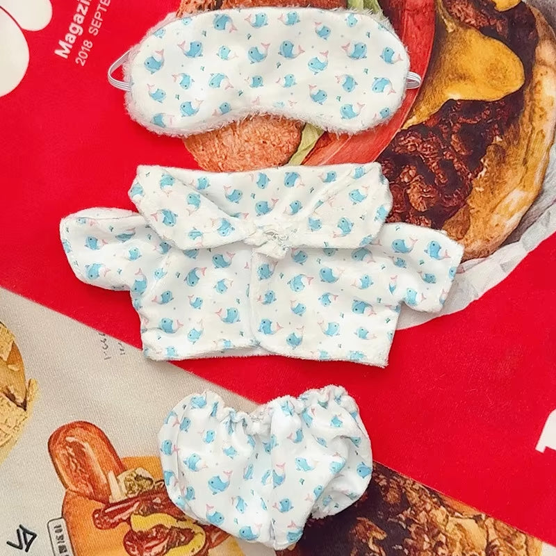 15Cm/17Cm Labubu I II Dolls Clothes Cute Eye Mask Pajamas Three Piece Set Accessories Clothing Plush Doll'S Clothes
