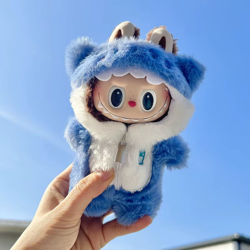 15Cm/17Cm Labubu I II Dolls Clothes Cute Eye Mask Pajamas Three Piece Set Accessories Clothing Plush Doll'S Clothes